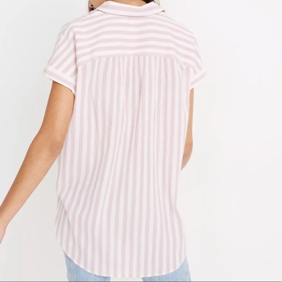 Madewell Pink Striped Button Down Top 100%cotton! - Picture 2 of 7
